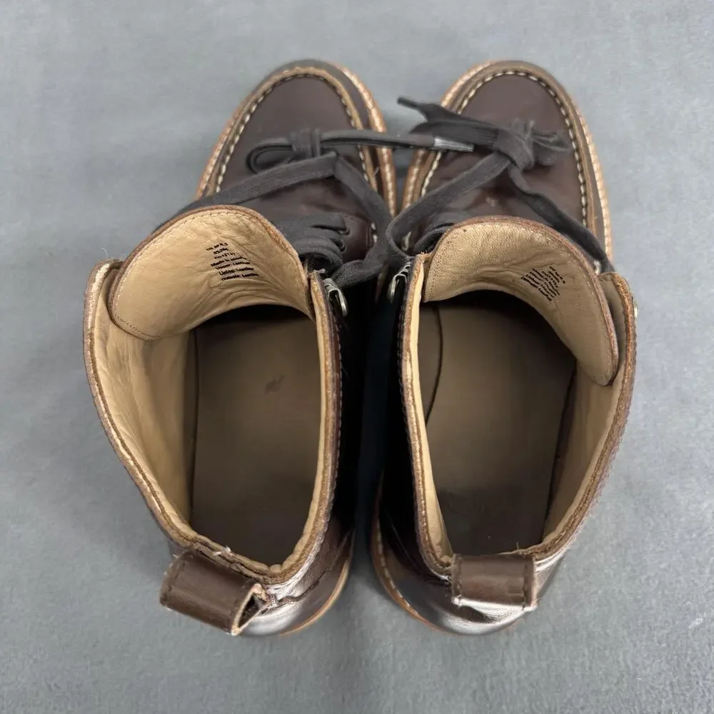 Rhodes Dean Moc Toe Boots Mens 8.5 Brown Leather Vibram Wedge‎ Sole